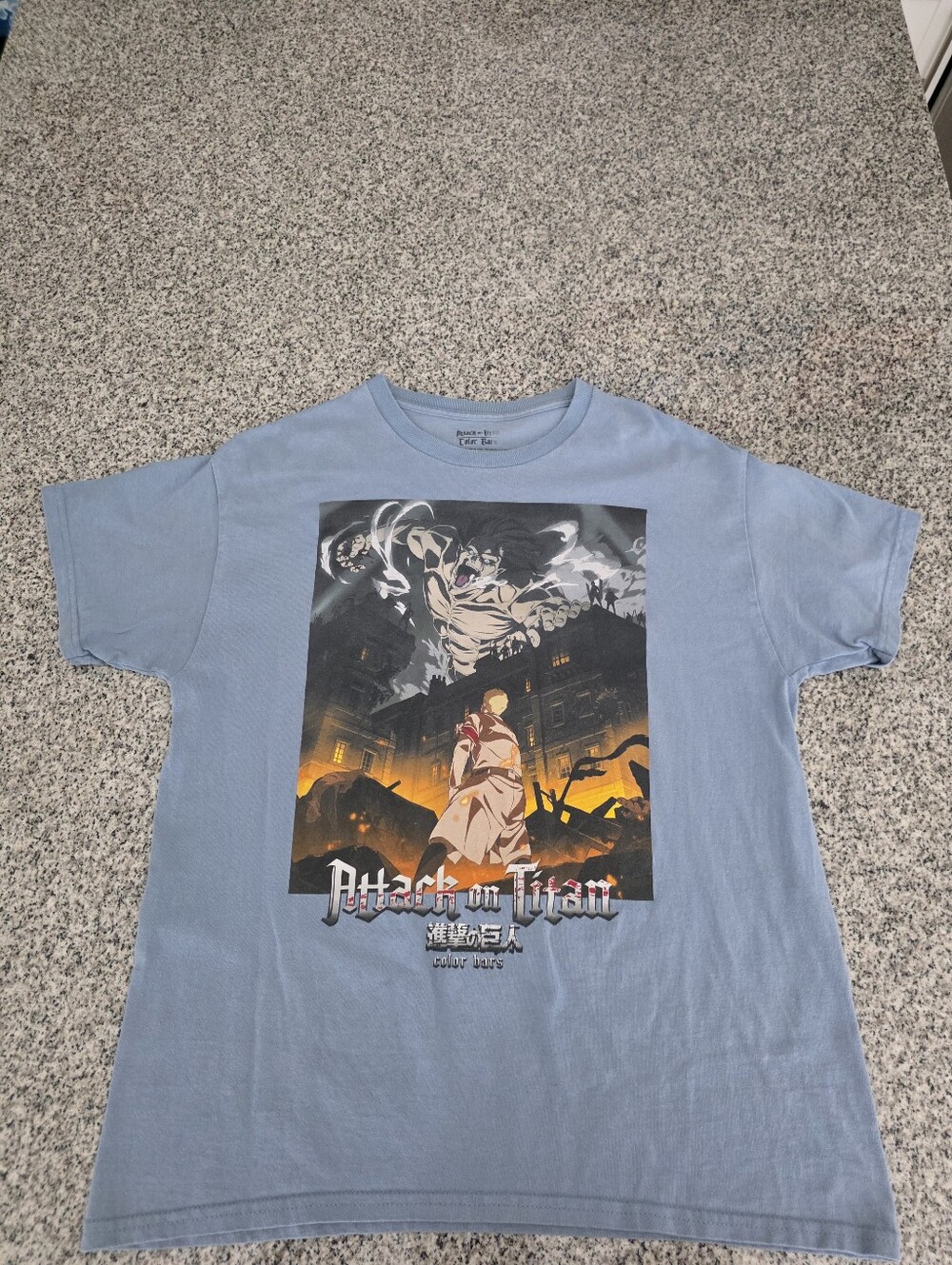 Pre-owned Attack On Titan X Color Bars Final Season Tee In Blue. Men's Large